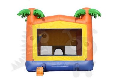 13x13 Tropical Palm Tree Bounce House Jumper with Basketball Hoop Commercial Inflatable For Sale