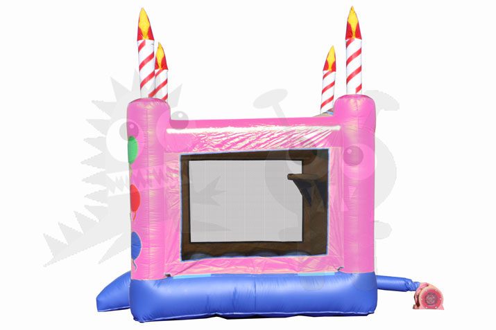 13x13 3-D Pink Birthday Cake Bounce House Jumper with Basketball Hoop Commercial Inflatable For Sale