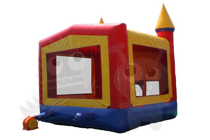Red/Yellow/Blue Bounce House Castle Jumper with Basketball Hoop Commercial Inflatable For Sale