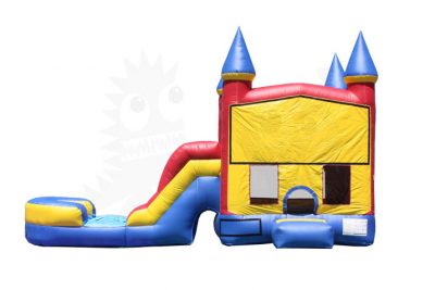 Red Yellow Blue Mini Castle 5-in-1 Combo Bounce House Jumper Wet/Dry with Slide Pool and Basketball Hoop Commercial Inflatable For Sale