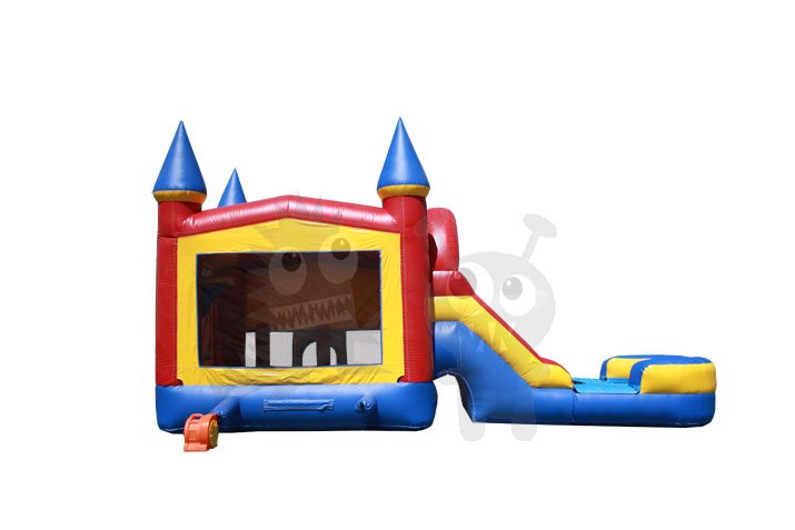 Red/Yellow/Blue Castle Combo Bounce House Jumper with Water Slide and Basketball Hoop Commercial Inflatable For Sale
