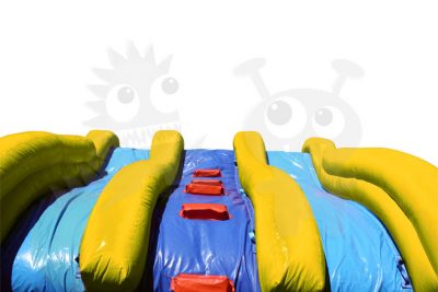 Red Yellow Inflatable Combo with Double Slip and Basketball Hoop Commercial Inflatable For Sale