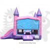 Pink/Purple/Blue Castle Combo Bounce House with Double Slide and Basketball Hoop Commercial Inflatable For Sale