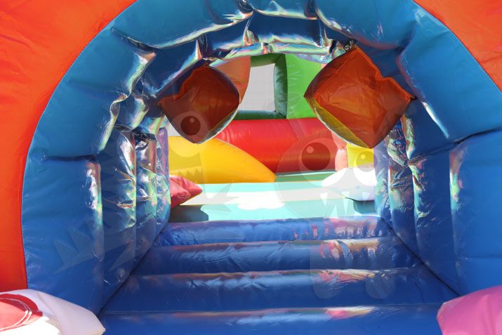 Multicolor Colorful Tunnel Inflatable Obstacle Course Commercial Inflatable For Sale