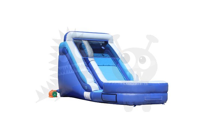 12' Silver and Blue Wet/Dry Slide Single Lane Commercial Inflatable For Sale