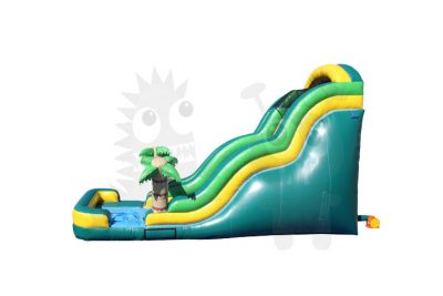 18′ Tropical Palm Tree Wet/Dry Water Slide Single Lane Commercial Inflatable For Sale
