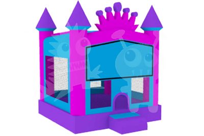 Princess Pink Crown Bounce House Jumper with Basketball Hoop Commercial Inflatable For Sale