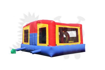 8-in-1 Neutral Colored Combo with Slide, Climbing Wall & Hoop Commercial Inflatable For Sale