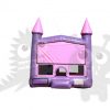 Inflatable Pink and Purple Castle Point Combo Bounce House with Inside Slide and Hoop Commercial Inflatable For Sale