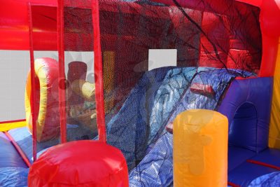 8-in-1 Neutral Color Combo Bounce House with Slide, Climbing Wall, and Basketball Hoop Commercial Inflatable For Sale