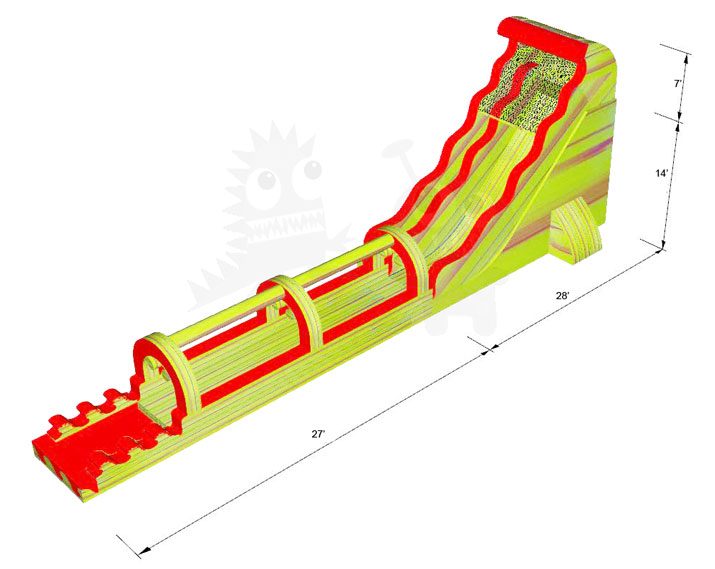 22' Fire and Ice Marble Water Slide With 27' Slip 'n Slide Commercial Inflatable For Sale