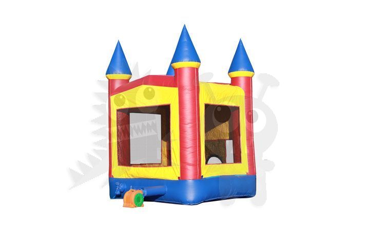 11x11 Red/Yellow/Blue Mini Castle Bounce House Jumper with Basketball Hoop Commercial Inflatable For Sale