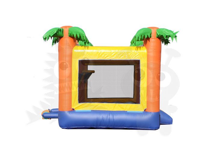 13x13 Tropical Palm Tree Bounce House Jumper with Basketball Hoop Commercial Inflatable For Sale