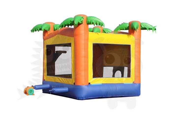 13x13 Tropical Palm Tree Bounce House Jumper with Basketball Hoop Commercial Inflatable For Sale