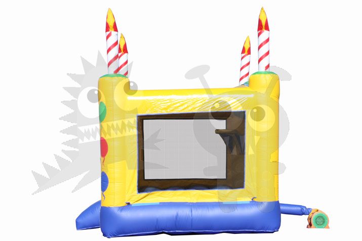 13x13 3-D Yellow Birthday Cake Bounce House Jumper with Basketball Hoop Commercial Inflatable For Sale