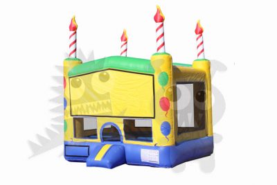 13x13 3-D Yellow Birthday Cake Bounce House Jumper with Basketball Hoop Commercial Inflatable For Sale