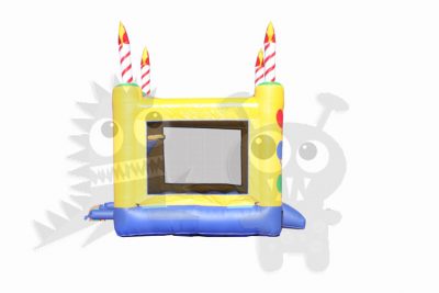 13x13 3-D Yellow Birthday Cake Bounce House Jumper with Basketball Hoop Commercial Inflatable For Sale