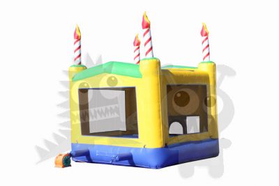 13x13 3-D Yellow Birthday Cake Bounce House Jumper with Basketball Hoop Commercial Inflatable For Sale