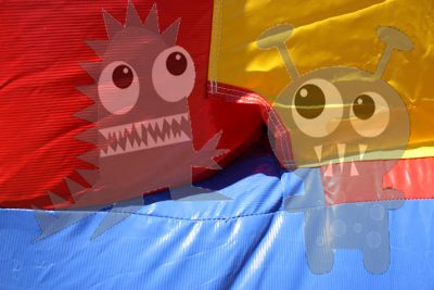 Red/Blue/Yellow Bounce House Jumper with Basketball Hoop Commercial Inflatable For Sale