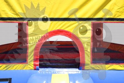 Red/Blue/Yellow Bounce House Jumper with Basketball Hoop Commercial Inflatable For Sale