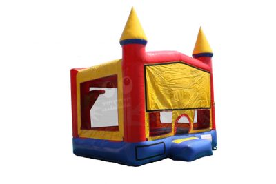 Red/Yellow/Blue Bounce House Castle Jumper with Basketball Hoop Commercial Inflatable For Sale