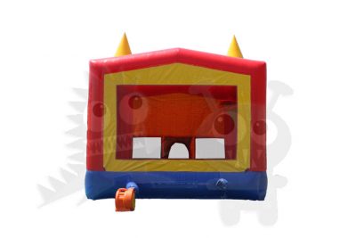 Red/Yellow/Blue Bounce House Castle Jumper with Basketball Hoop Commercial Inflatable For Sale