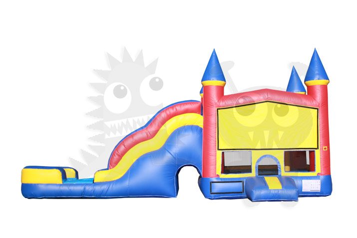5-in-1 Carnival Castle Wet/Dry Combo Bounce House Jumper with Slide Pool and Basketball Hoop Commercial Inflatable For Sale