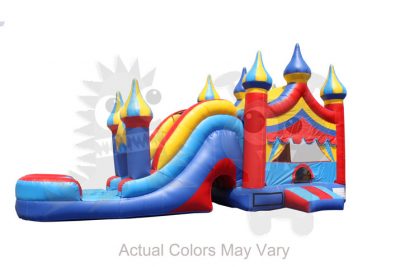 5-in-1 Carnival Castle Wet/Dry Combo Bounce House Jumper with Slide Pool and Basketball Hoop Commercial Inflatable For Sale