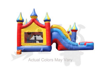 5-in-1 Carnival Castle Wet/Dry Combo Bounce House Jumper with Slide Pool and Basketball Hoop Commercial Inflatable For Sale