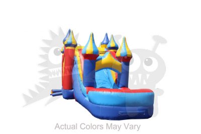 5-in-1 Carnival Castle Wet/Dry Combo Bounce House Jumper with Slide Pool and Basketball Hoop Commercial Inflatable For Sale