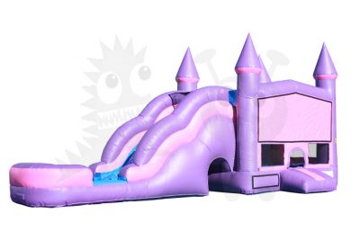 Pink Purple Castle 5-in-1 Combo Bounce House Jumper Wet/Dry with Slide Pool and Basketball Hoop Commercial Inflatable For Sale