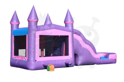 Pink Purple Castle 5-in-1 Combo Bounce House Jumper Wet/Dry with Slide Pool and Basketball Hoop Commercial Inflatable For Sale