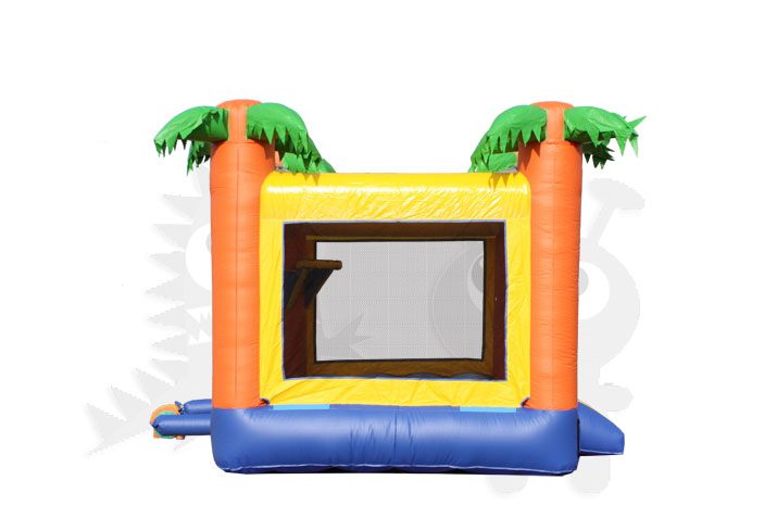 Tropical Palm Tree Bounce House Jumper Wet/Dry with Slide Pool and Basketball Hoop Commercial Inflatable For Sale