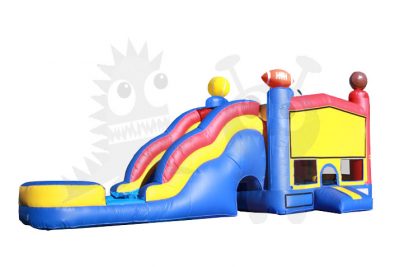 3D Sports Combo Bounce House Jumper Wet/Dry with Slide Pool and Basketball Hoop Commercial Inflatable For Sale