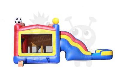 3D Sports Combo Bounce House Jumper Wet/Dry with Slide Pool and Basketball Hoop Commercial Inflatable For Sale