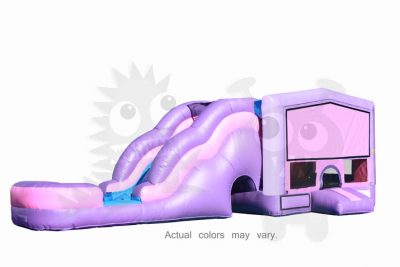 Pink Purple Castle Combo Bounce House Jumper with Slide Pool and Basketball Hoop Commercial Inflatable For Sale
