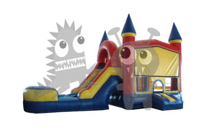 Red/Yellow/Blue Castle Combo Bounce House Jumper with Water Slide and Basketball Hoop Commercial Inflatable For Sale