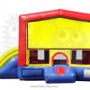 Red Yellow Inflatable Combo with Double Slip and Basketball Hoop Commercial Inflatable For Sale