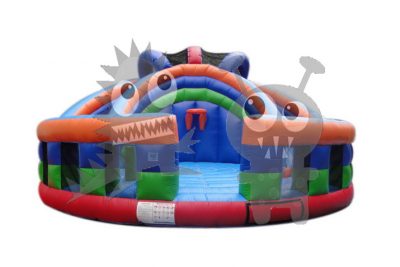 Round Court Inflatable Combo Dry Slide, Basketball Hoop, Viewing Rail, Pop Ups Commercial Inflatable For Sale