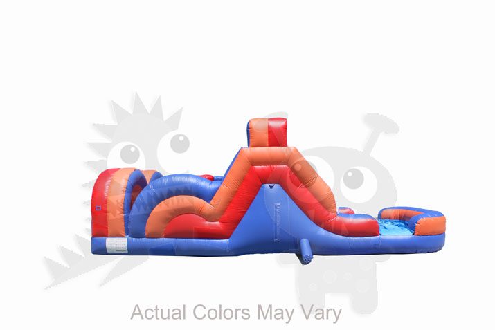 Red Blue Inflatable Obstacle Course Wet or Dry End Load Multiple Lane Commercial Inflatable For Sale
