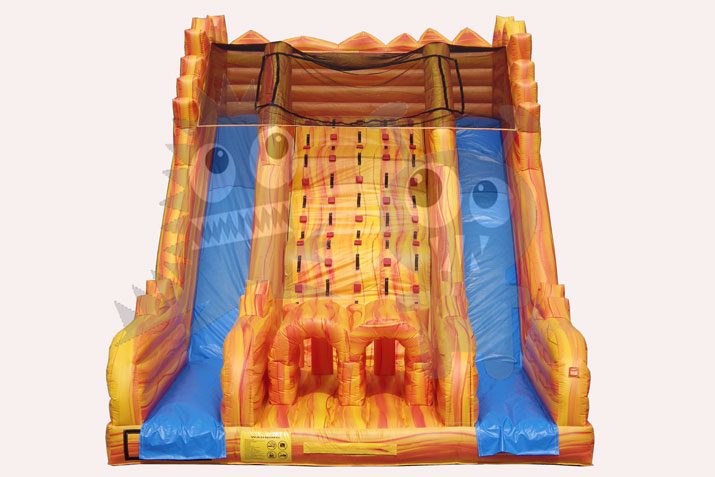 22' Inflatable Orange Marble Dry Slide Front Load, Double Lane Commercial Inflatable For Sale