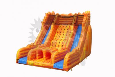 22' Inflatable Orange Marble Dry Slide Front Load, Double Lane Commercial Inflatable For Sale