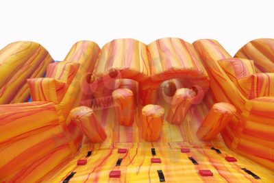 22' Inflatable Orange Marble Dry Slide Front Load, Double Lane Commercial Inflatable For Sale
