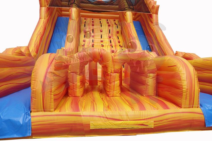 22' Inflatable Orange Marble Dry Slide Front Load, Double Lane Commercial Inflatable For Sale