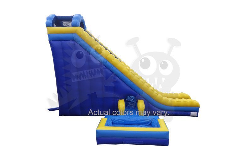 25' Blue Yellow Corkscrew Wet/Dry Slide Commercial Inflatable For Sale