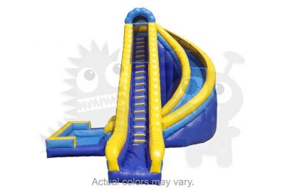 25' Blue Yellow Corkscrew Wet/Dry Slide Commercial Inflatable For Sale