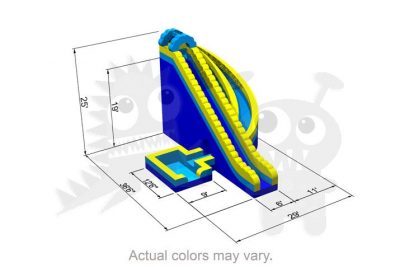 25' Blue Yellow Corkscrew Wet/Dry Slide Commercial Inflatable For Sale