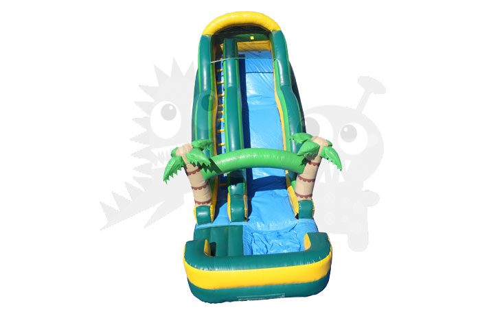 18′ Tropical Palm Tree Wet/Dry Water Slide Single Lane Commercial Inflatable For Sale