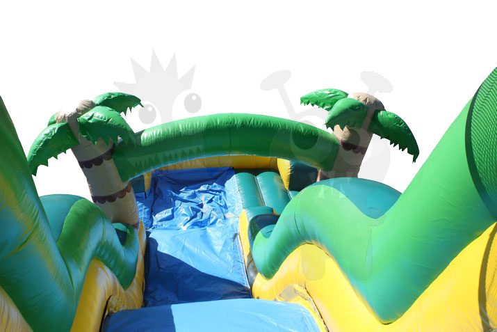 18′ Tropical Palm Tree Wet/Dry Water Slide Single Lane Commercial Inflatable For Sale