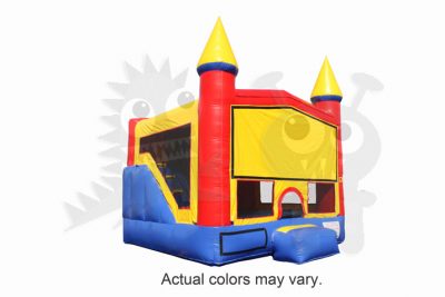 Inflatable Neutral Color Castle Point Combo Bouncer with Slide, Climbing Wall and Hoop Commercial Inflatable For Sale